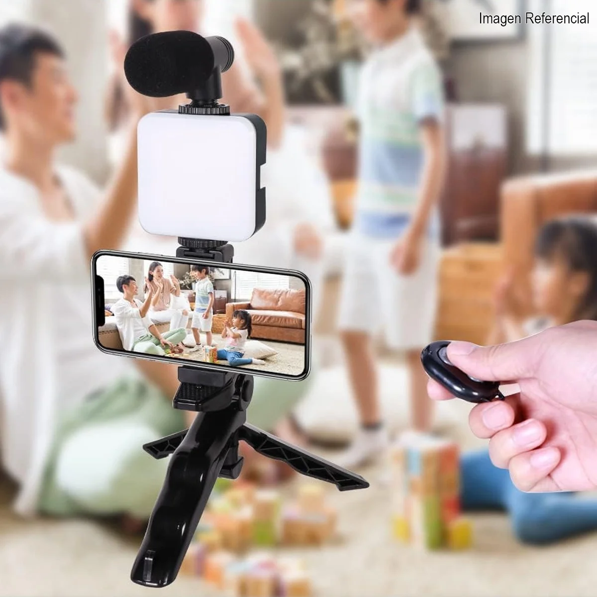 Miniatura 3 de Mini Trípode Luz Relleno Y Micrófono